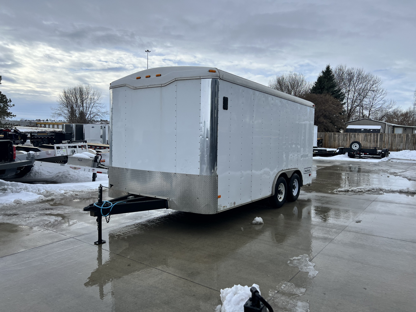 Used 2013 Haulmark 8.5x16 TALL 7’ Enclosed Rear Ramp Car Hauler Cargo Trailer