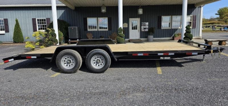 New Quality Pro Grade Wood Deck Car Hauler 20' - 9.9K GVWR - Spare Mount