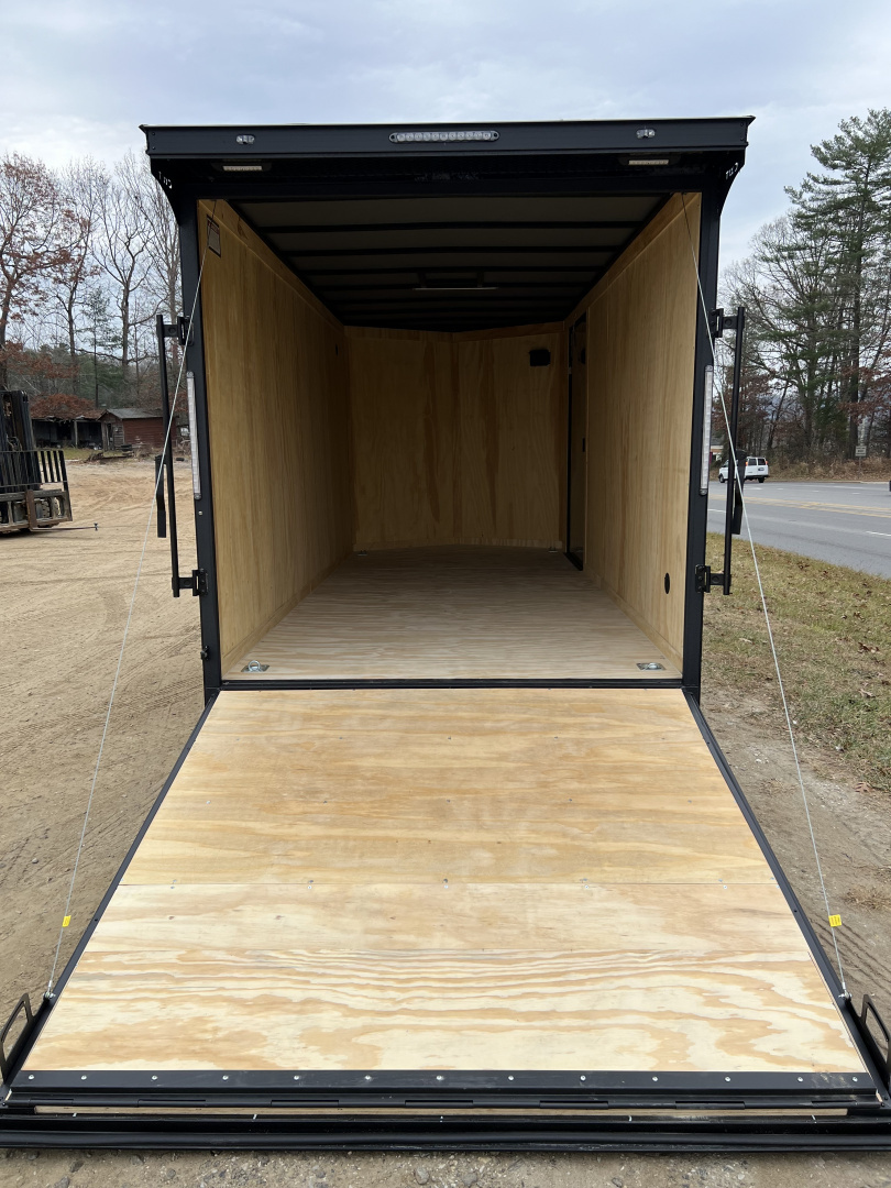 New 2026 Covered Wagon Trailers CW7X16TA2 Cargo / Enclosed Trailer / 7' Wide x 16' Long / 7' Interior Height / Ramp Rear Door , 48" Side door / 3500# Electric Brake Axles / .080 Poly Core Charcoal Gray with Black Out Package / Spoiler with load lights