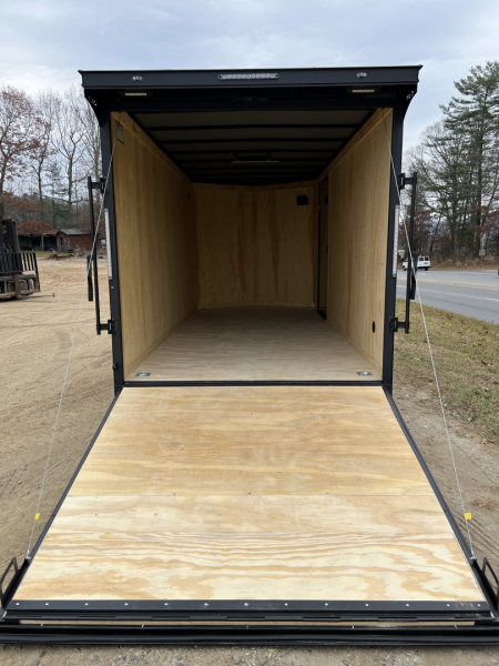 New 2026 Covered Wagon Trailers CW7X16TA2 Cargo / Enclosed Trailer / 7' Wide x 16' Long / 7' Interior Height / Ramp Rear Door , 48" Side door / 3500# Electric Brake Axles / .080 Poly Core Charcoal Gray with Black Out Package / Spoiler with load lights