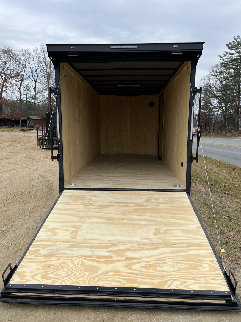 New 2026 Covered Wagon Trailers CW7X16TA2 Cargo / Enclosed Trailer / 7' Wide x 16' Long / 7' Interior Height / Ramp Rear Door , 48" Side door / 3500# Electric Brake Axles / .080 Poly Core Desert Sand with Black Out Package / Spoiler with load lights