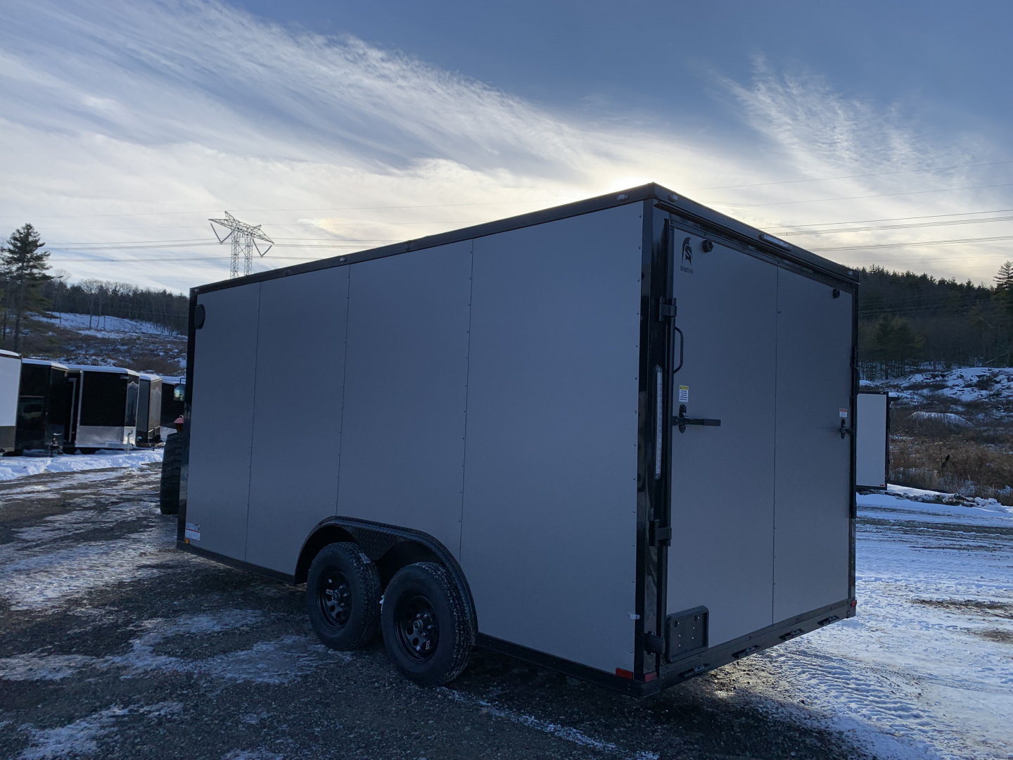 New 2026 SPARTAN 8.5X16 + 2ft V nose/ 7' Int Height/ 16" OC Construction / BLACKOUT/ Ext Tongue/ Polycore - 7000GVW