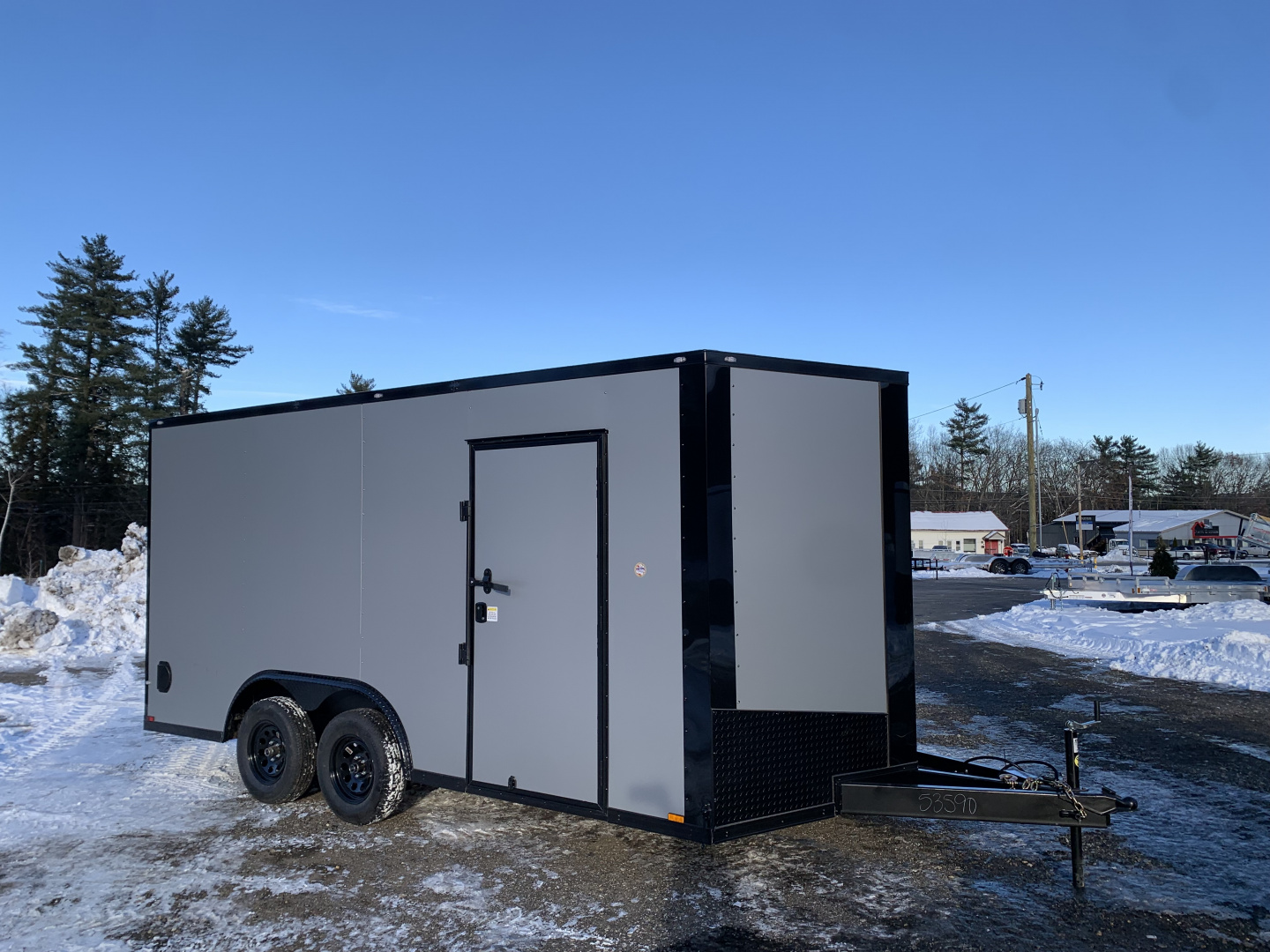 New 2026 SPARTAN 8.5X16 + 2ft V nose/ 7' Int Height/ 16" OC Construction / BLACKOUT/ Ext Tongue/ Polycore - 7000GVW