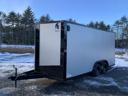 New 2026 SPARTAN 8.5X16 + 2ft V nose/ 7' Int Height/ 16  OC Construction / BLACKOUT/ Ext Tongue/ Polycore - 7000GVW