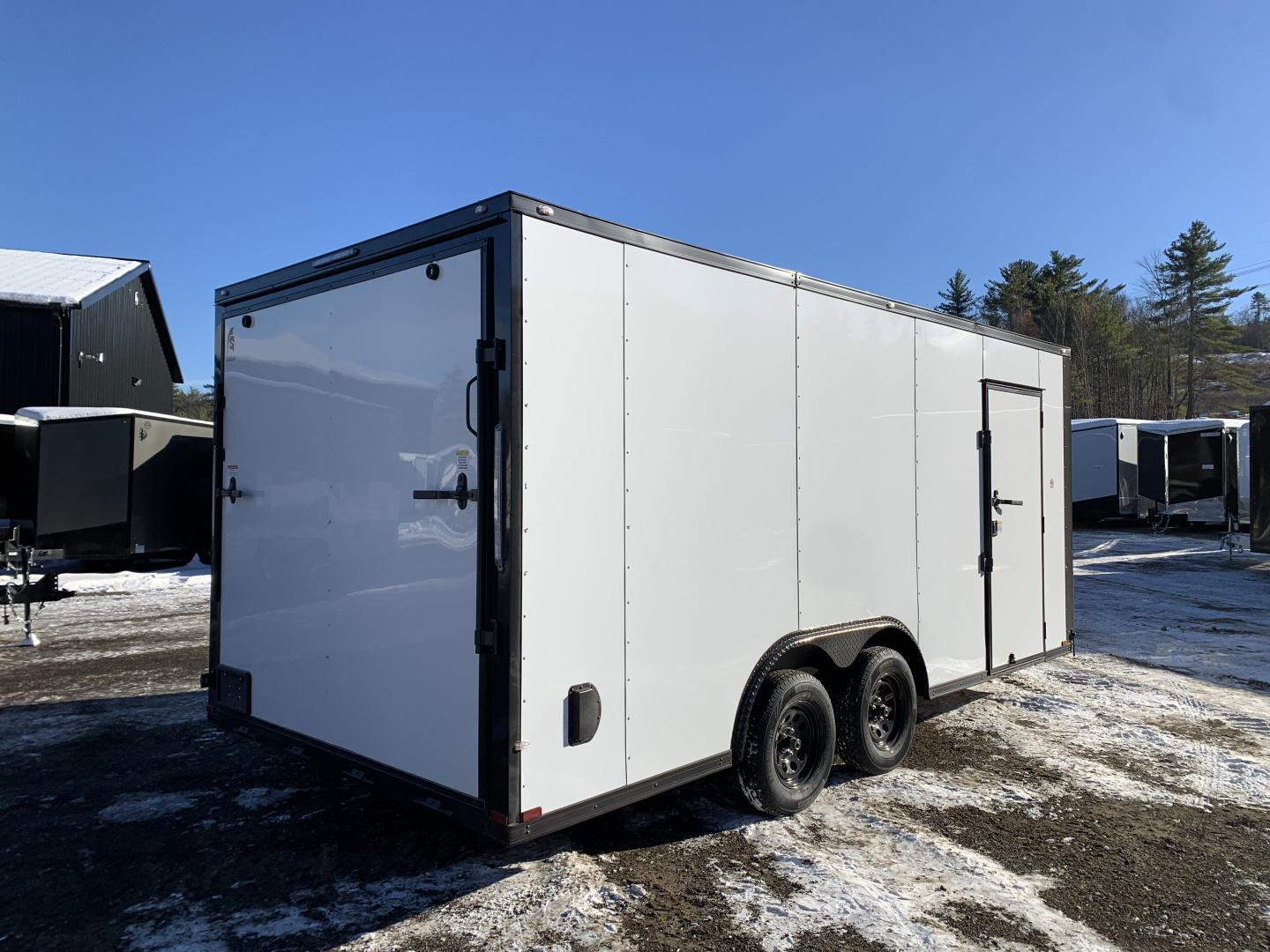 New 2026 SPARTAN 8.5X18 + 2ft V nose/ 7' Int Height/ 16" OC Construction / BLACKOUT/ Ext Tongue/ Polycore - 7000GVW