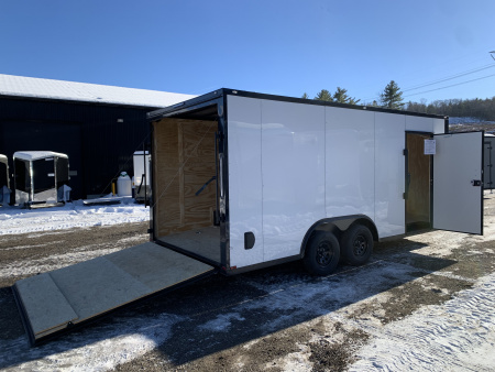 New 2026 SPARTAN 8.5X18 + 2ft V nose/ 7' Int Height/ 16" OC Construction / BLACKOUT/ Ext Tongue/ Polycore - 7000GVW