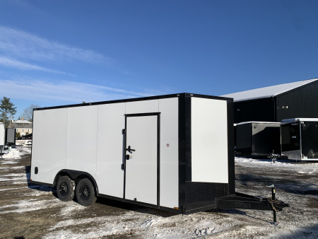 New 2026 SPARTAN 8.5X18 + 2ft V nose/ 7' Int Height/ 16  OC Construction / BLACKOUT/ Ext Tongue/ Polycore - 7000GVW