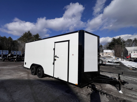 New 2026 SPARTAN 8.5X18 + 2ft V nose/ 7' Int Height/ 16  OC Construction / BLACKOUT/ Ext Tongue/ Polycore - 7000GVW