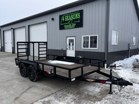 Used 2025 H&H Trailers 82 X14' Rail Side 7k gvwr LADDER STYLE REAR GATE Utility Trailer