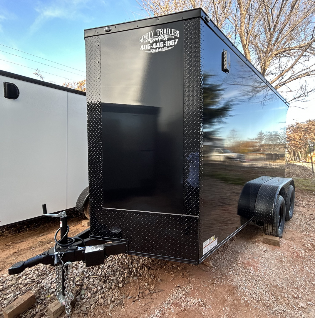 New 2026 Family Trailer 6x12 Tandem Axles Cargo / Enclosed Trailer-Screwless Exterior-Blackout Pkg-Rear Spoiler