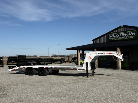 New 2026 RawMaxx FDX 102X25 12K HYD. DISC BRAKE/ MAXX RAMPS/ 14PLY TIRES 24K GVWR GOOSENECK Flatbed Trailer