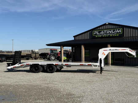 New 2026 RawMaxx FDX 102X25 12K HYD. DISC BRAKE/ MAXX RAMPS/ 14PLY TIRES 24K GVWR GOOSENECK Flatbed Trailer