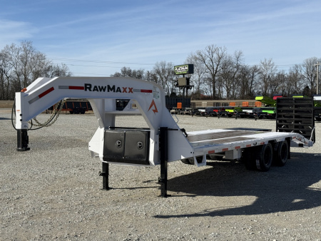 New 2026 RawMaxx FDX 102X25 12K HYD. DISC BRAKE/ MAXX RAMPS/ 14PLY TIRES 24K GVWR GOOSENECK Flatbed Trailer