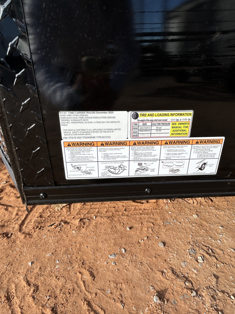 New 2026 Family Trailer 6x12 Tandem Axles Cargo / Enclosed Trailer-Screwless Exterior-Blackout Pkg-Rear Spoiler