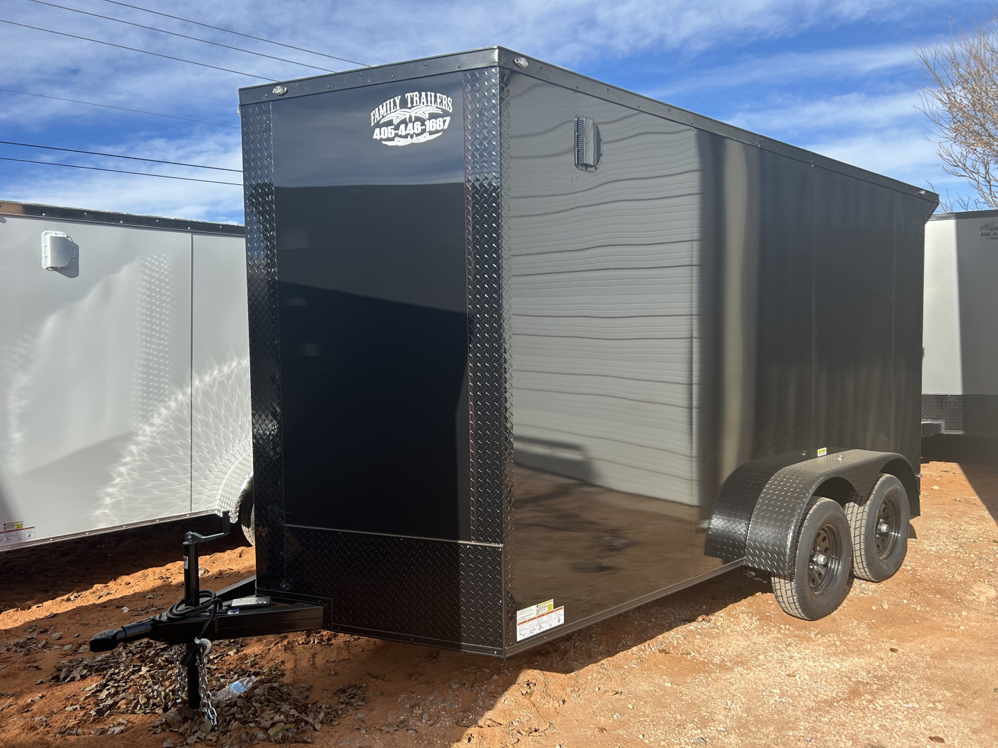 New 2026 Family Trailer 7x14 Tandem Axles Cargo / Enclosed Trailer-Screwless Exterior-Blackout Pkg-Rear Spoiler
