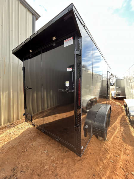 New 2026 Family Trailer 7x14 Tandem Axles Cargo / Enclosed Trailer-Screwless Exterior-Blackout Pkg-Rear Spoiler