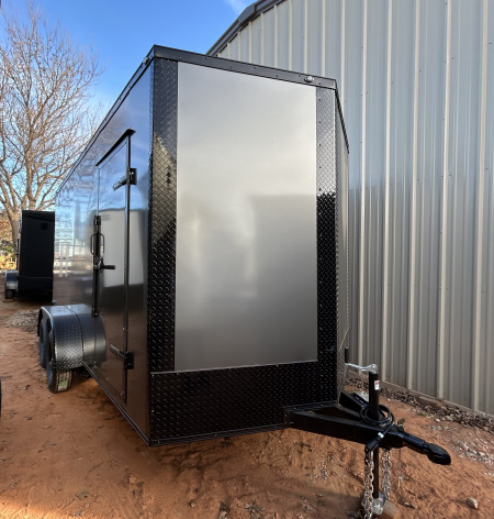 New 2026 Family Trailer 7x14 Tandem Axles Cargo / Enclosed Trailer- Screwless Exterior-Blackout Pkg- Rear Spoiler