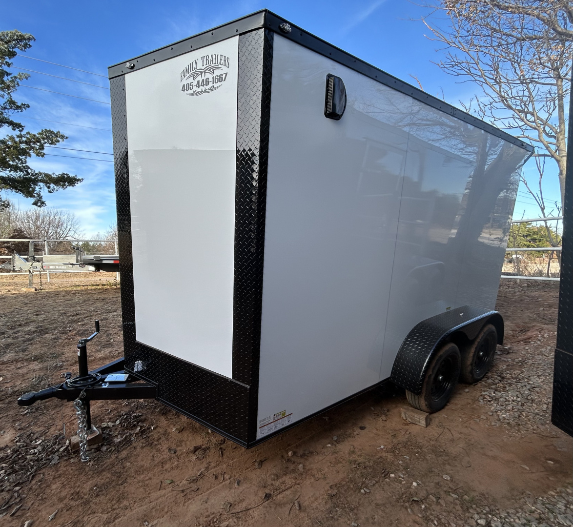 New 2026 Family Trailer 7x12 Tandem Axles Cargo / Enclosed Trailer-Screwless-Blackout Pkg-Rear Spoiler