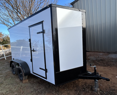 New 2026 Family Trailer 7x12 Tandem Axles Cargo / Enclosed Trailer-Screwless-Blackout Pkg-Rear Spoiler