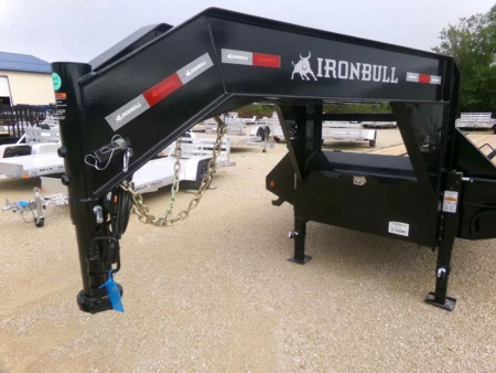 New 2026 Iron Bull 102 x 32 FLG Gooseneck Deckover, 8ft. Slide In Ramps, 23,900 lb. GVWR and Spare Tire