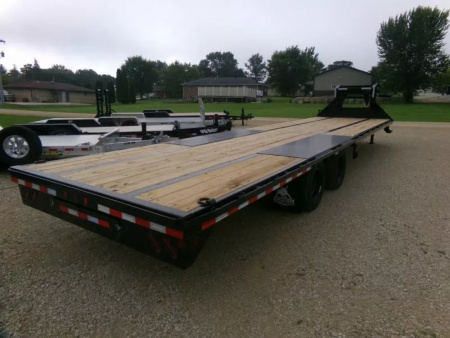 New 2026 Iron Bull 102 x 32 FLG Gooseneck Deckover, 8ft. Slide In Ramps, 23,900 lb. GVWR and Spare Tire