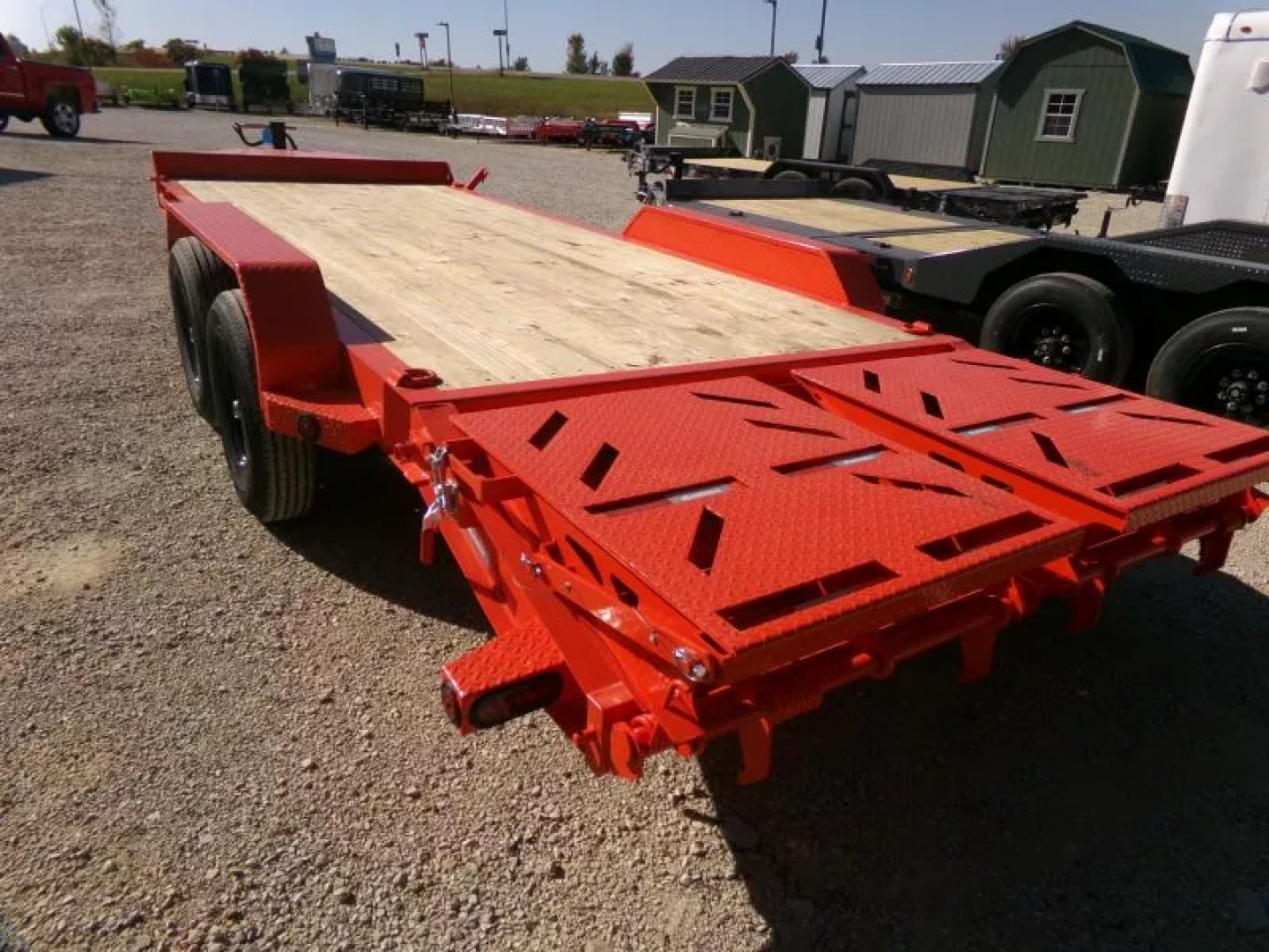 New 2026 Iron Bull 83 x 20 (17+3) EWB Equipment Trailer in Orange with Rampage Ramps and 14K GVWR Flatbed Trailer
