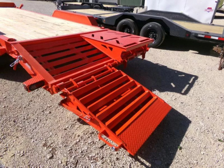 New 2026 Iron Bull 83 x 20 (17+3) EWB Equipment Trailer in Orange with Rampage Ramps and 14K GVWR Flatbed Trailer