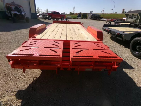 New 2026 Iron Bull 83 x 20 (17+3) EWB Equipment Trailer in Orange with Rampage Ramps and 14K GVWR Flatbed Trailer