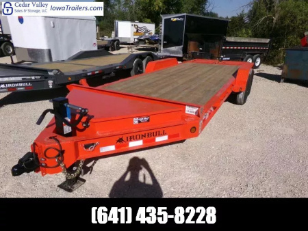 New 2026 Iron Bull 83 x 20 (17+3) EWB Equipment Trailer in Orange with Rampage Ramps and 14K GVWR Flatbed Trailer