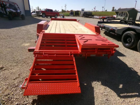 New 2026 Iron Bull 83 x 20 (17+3) EWB Equipment Trailer in Orange with Rampage Ramps and 14K GVWR Flatbed Trailer