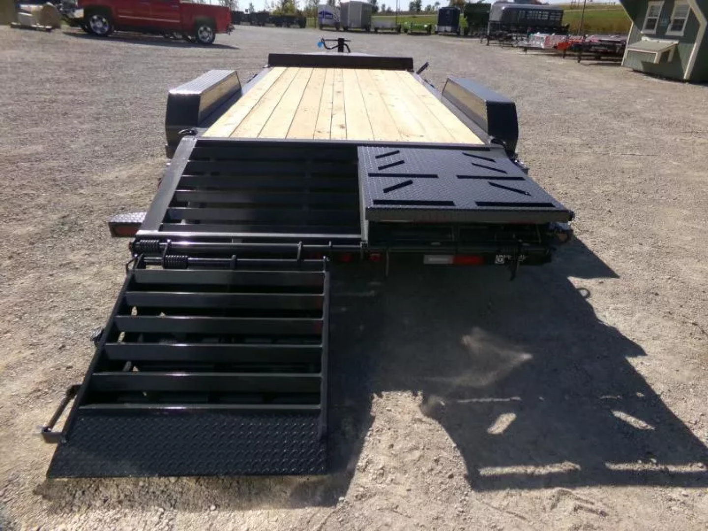 New 2026 Iron Bull 83 x 18 (15+3) EWB Equipment Trailer,14K GVWR, Gray with Rampage Ramps Flatbed Trailer