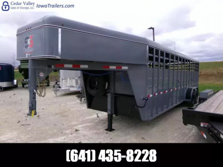 New 2026 S&S Manufacturing 6'8  x 6'6  x 24' Gooseneck with 16K GVWR, 2 Center Gates with Slam Latch, and Matching Spare