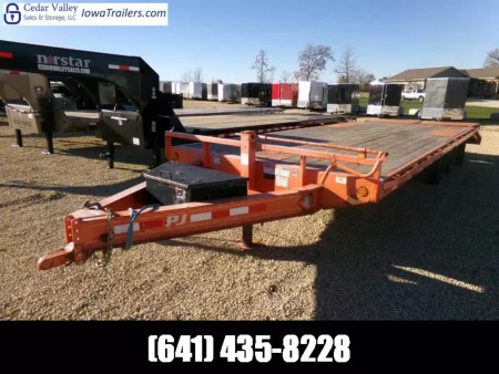 Used 2017 PJ Trailers USED Orange 102 x 20+5 Deckover with 16K GVWR, New 14 Ply Tires and Rims
