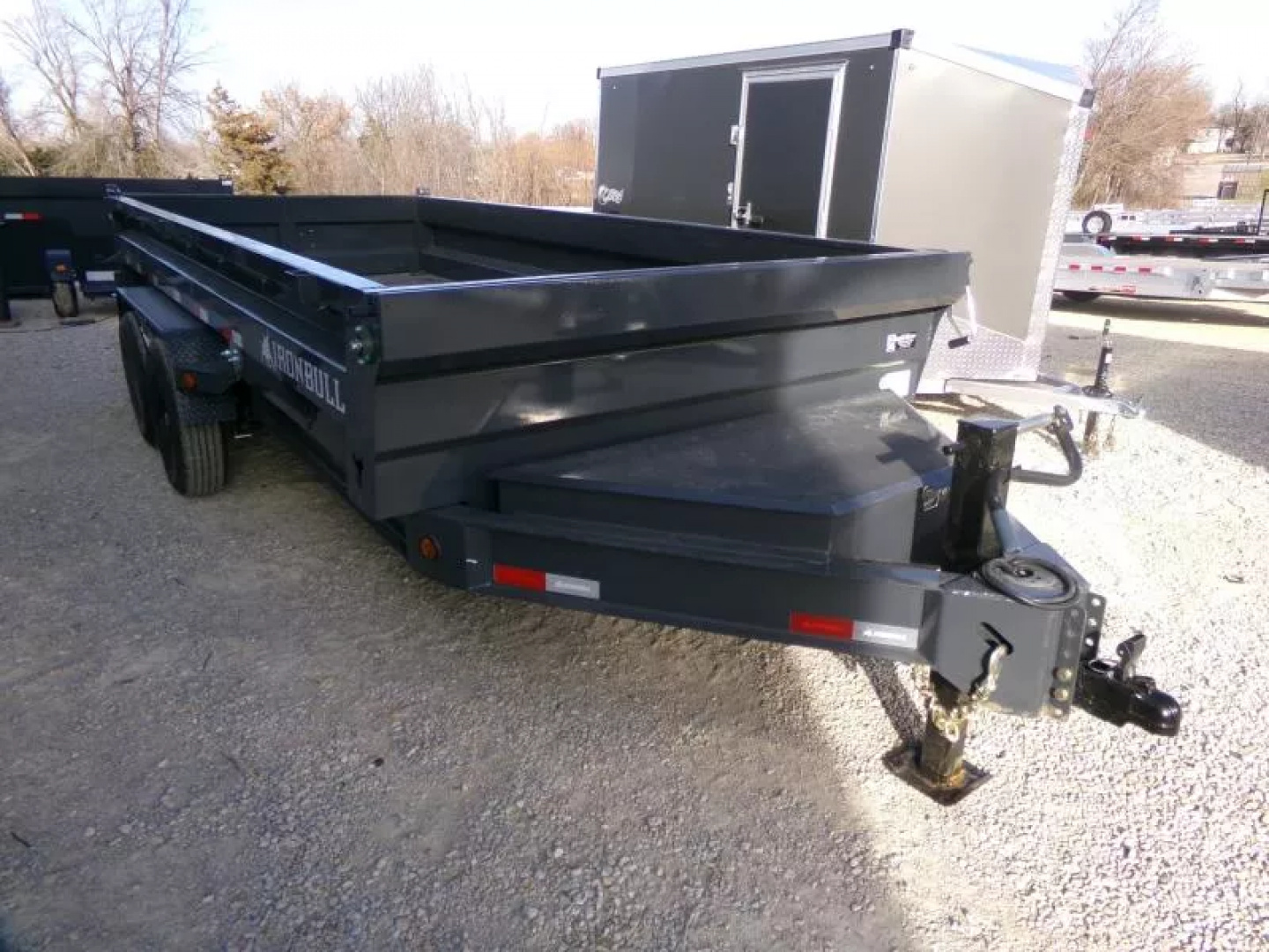 New 2026 Iron Bull 83 x 16 DWB Dump Trailer, 14,999 GVWR, Gray