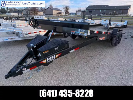 New 2026 H&H 82 x 22 Electric Tilt Speed Loader Car Hauler with 10K GVWR , Deck Mounted Winch Plate, and Removable Spare Mount