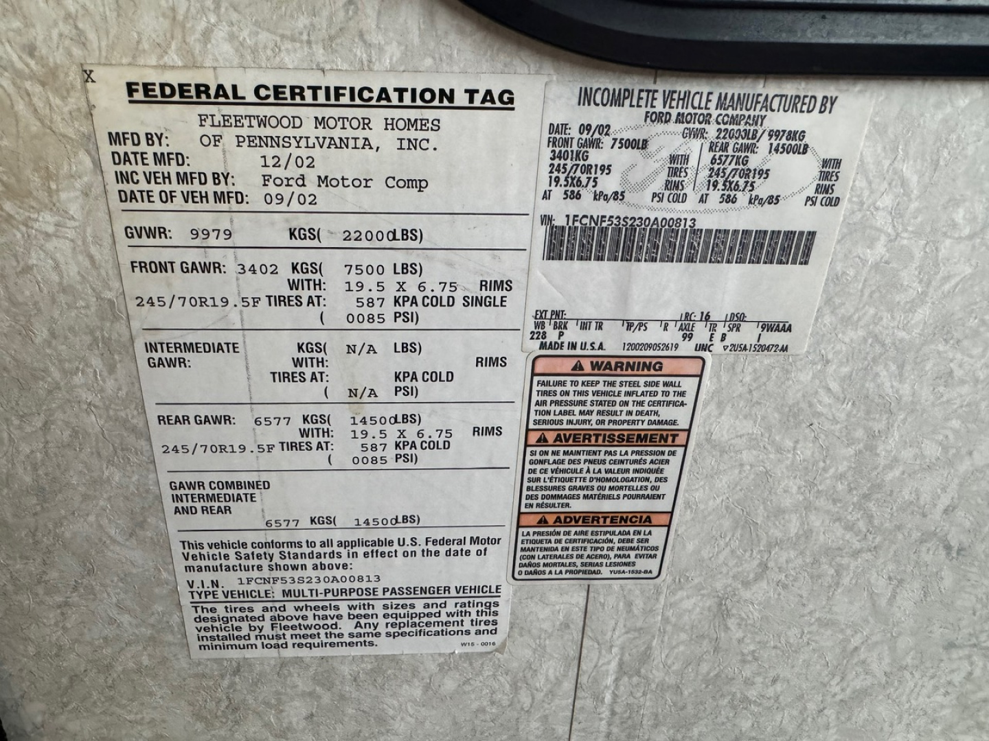 Used 2003 Fleetwood RV BOUNDER Class A