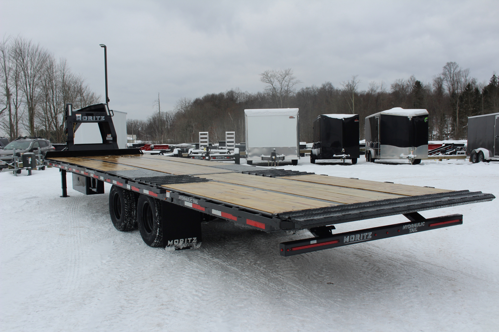 New 2026 Moritz FDGH Hydraulic Tail 32' GOOSENECK Deckover Flatbed Trailer- 25900# GVW