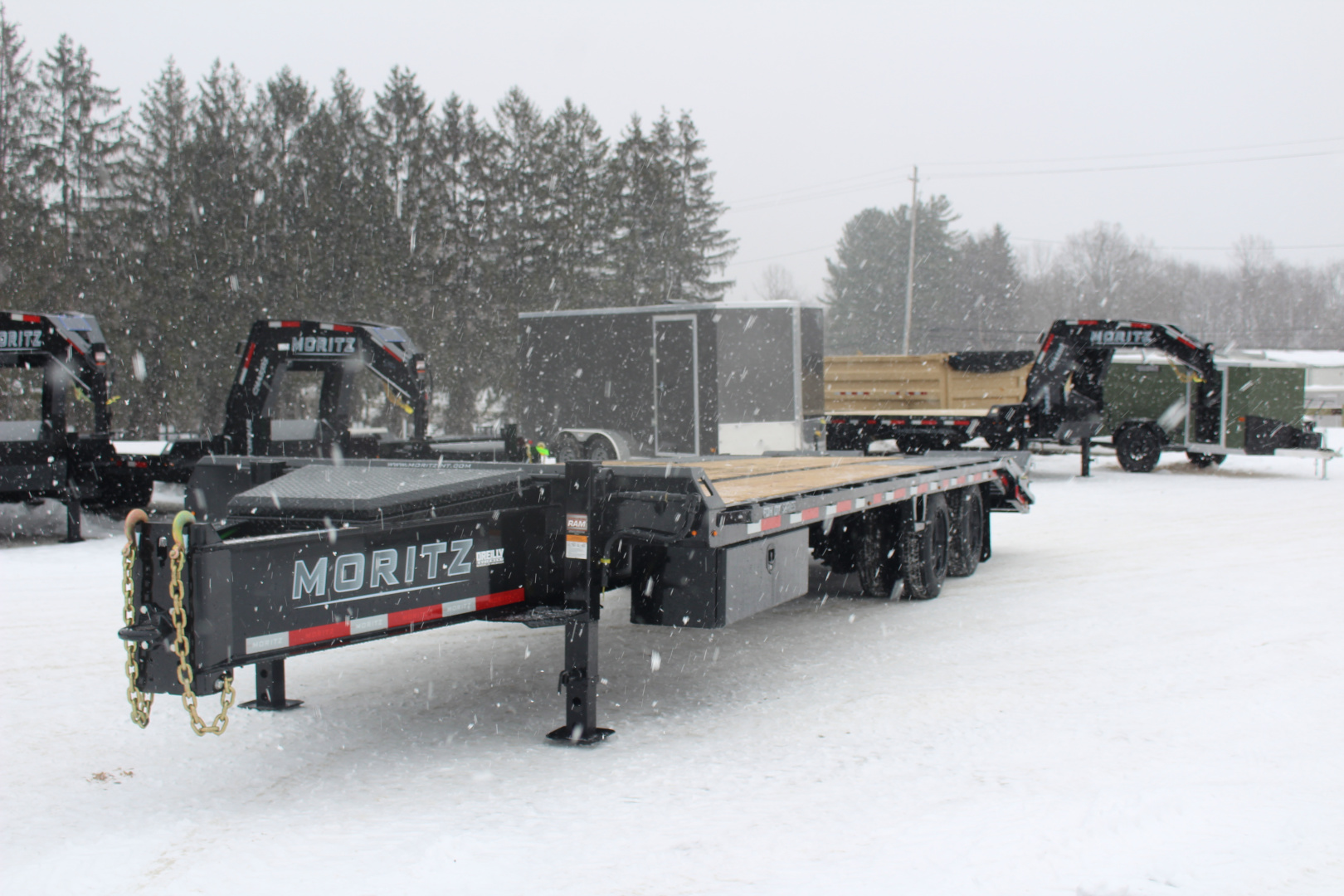 New 2026 Moritz FDPH DT 22' + 5' - Pintle Ring Deckover AIR BRAKE Equipment Trailer - 40000# GVW