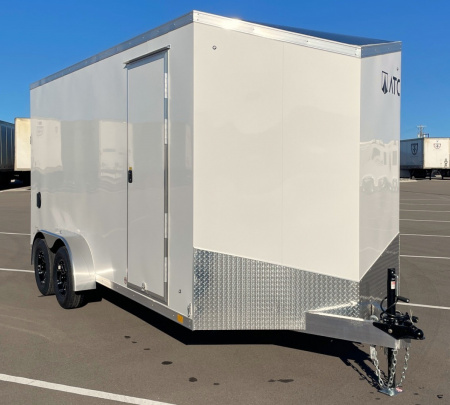 New ATC 7x16 Sto 400 White Aluminum Enclosed Cargo Trailer: 7' Height, Aluminum Wheels