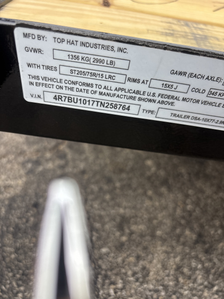 New 2026 Top Hat DSA Utility Trailer