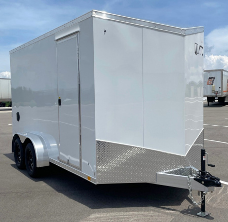 New ATC 7x14 Sto 400 White Aluminum Enclosed Cargo Trailer: 7' Height, Aluminum Wheels