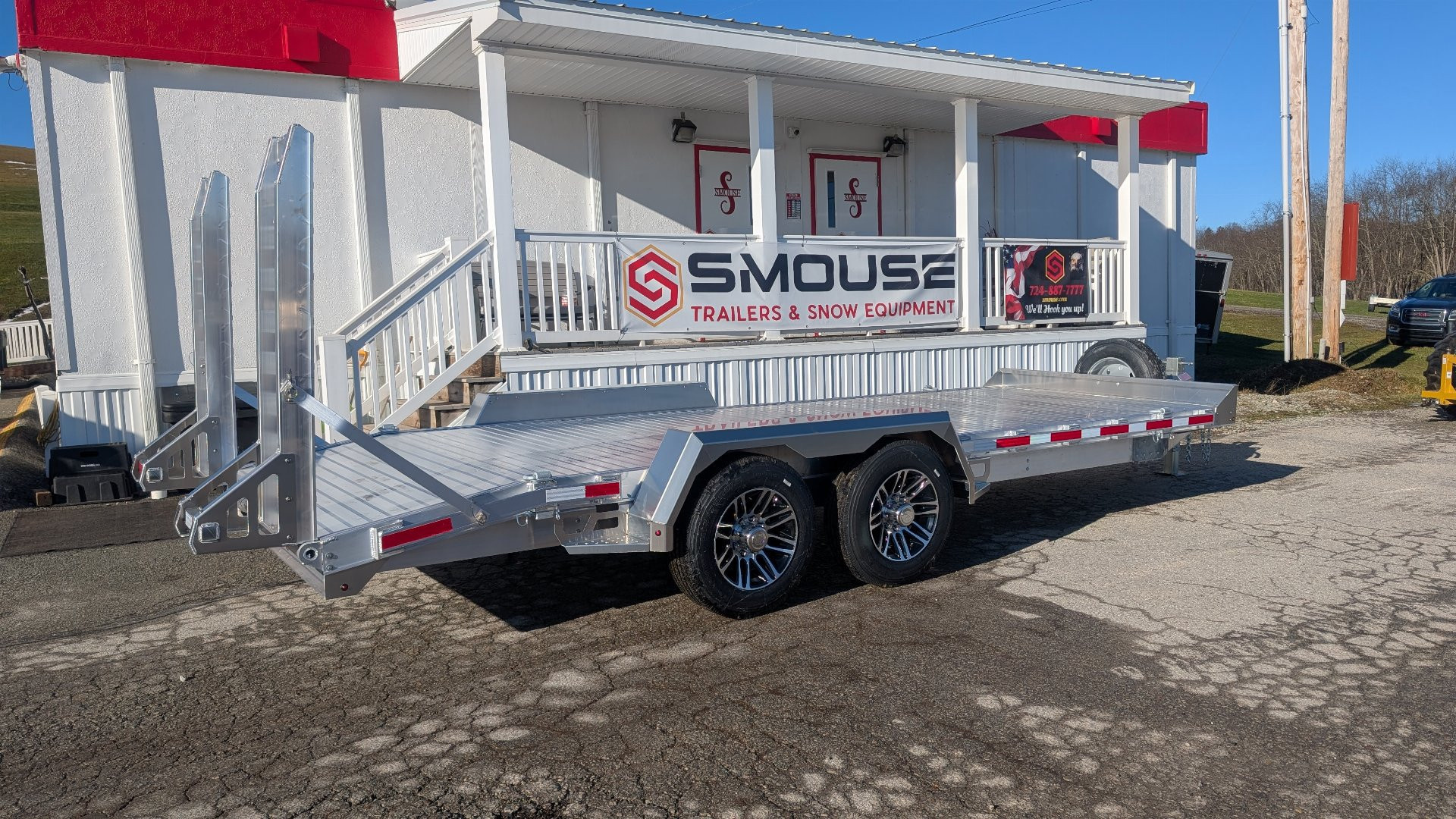 New 2025 EBY 20' ALL ALUMINUM Lo Pro Equipment Hauler w/ 6' Standup Ramps