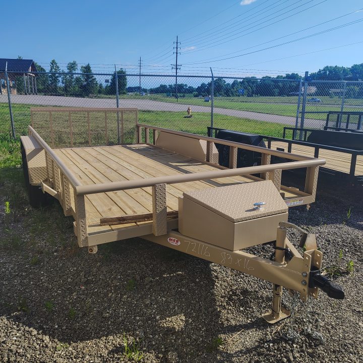 New 2026 MEB 83x16 TA , 2' Dovetail with 30" gate, pipe rail, 3.5k axles Utility Trailer