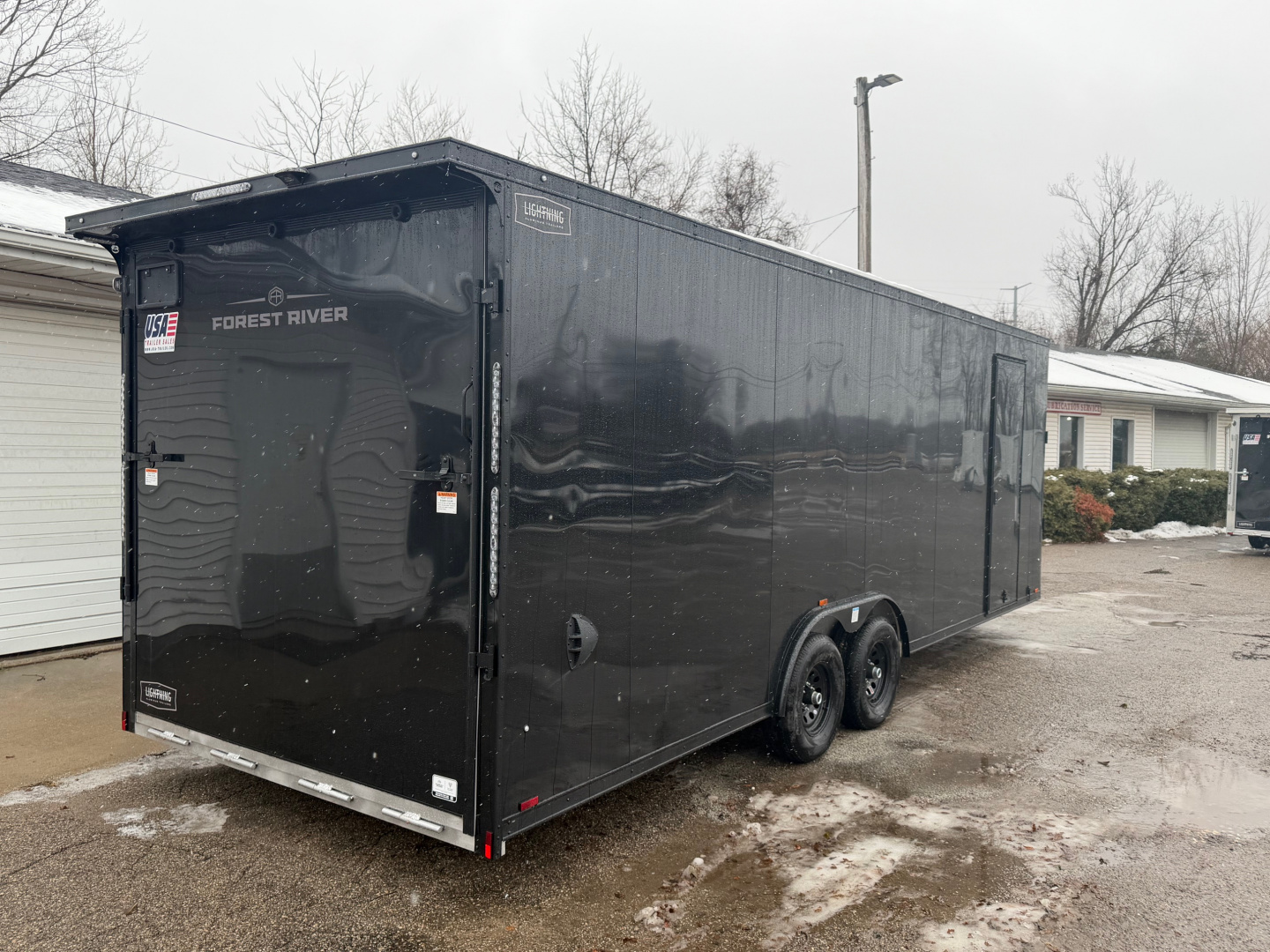 New 2026 Lightning 8.5 x 24 ( 8.5 X 27 ) Enclosed All Aluminum Combo Car Hauler with FRONT Ramp 10K GVW 7ft Interior Height - Black Out Package