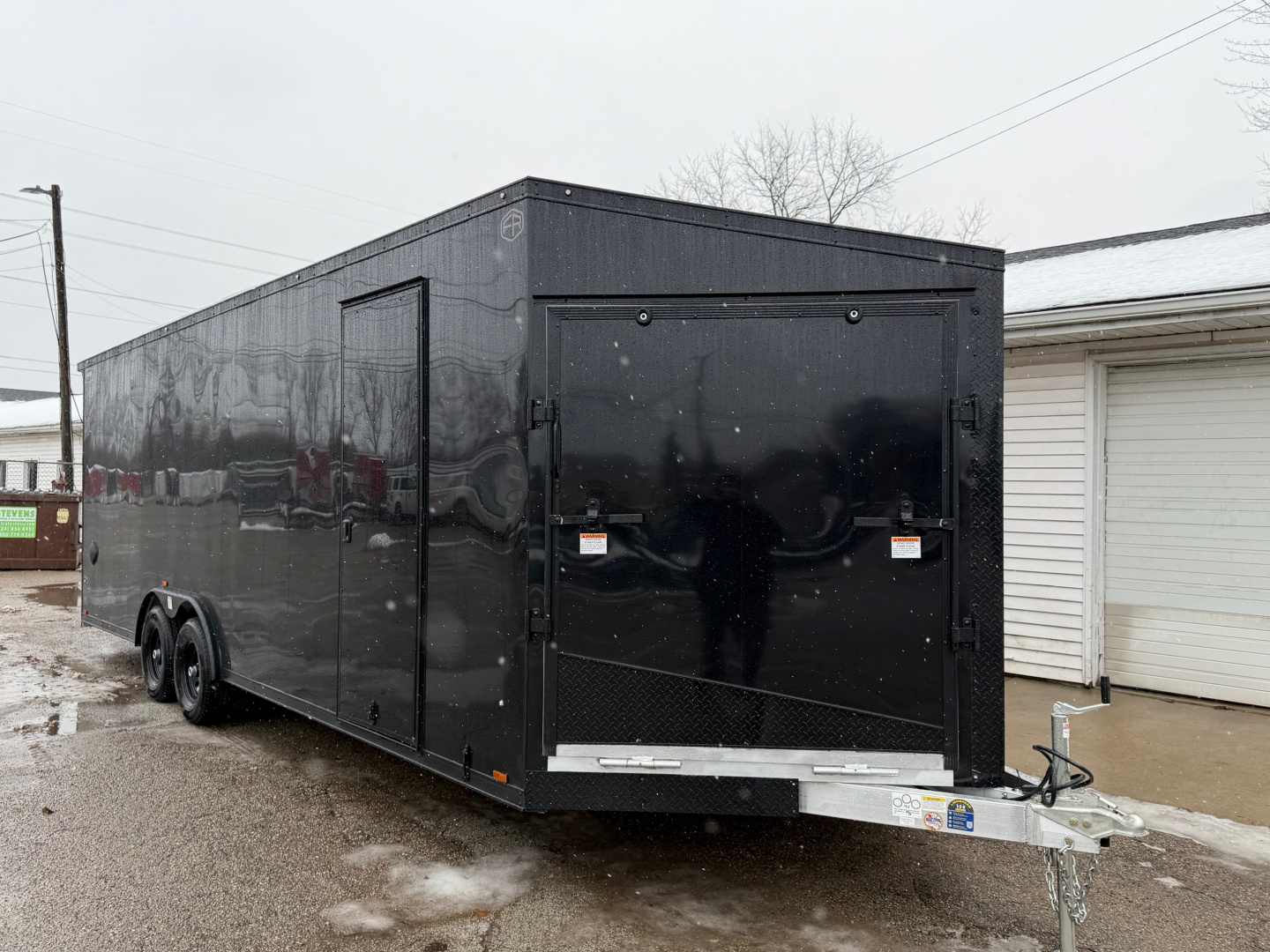 New 2026 Lightning 8.5 x 24 ( 8.5 X 27 ) Enclosed All Aluminum Combo Car Hauler with FRONT Ramp 10K GVW 7ft Interior Height - Black Out Package