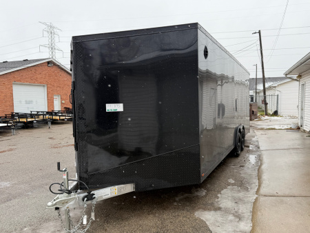 New 2026 Lightning 8.5 x 24 ( 8.5 X 27 ) Enclosed All Aluminum Combo Car Hauler with FRONT Ramp 10K GVW 7ft Interior Height - Black Out Package