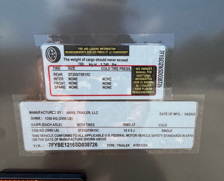 New 2025 Anvil 6x12 Cargo Trailer