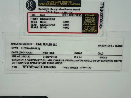 New 2026 ANVIL 7X14 CARGO TRAILER