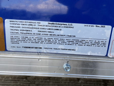 New 2026 Stealth Trailers 5x8 Ramp Door Cargo / Enclosed Trailer