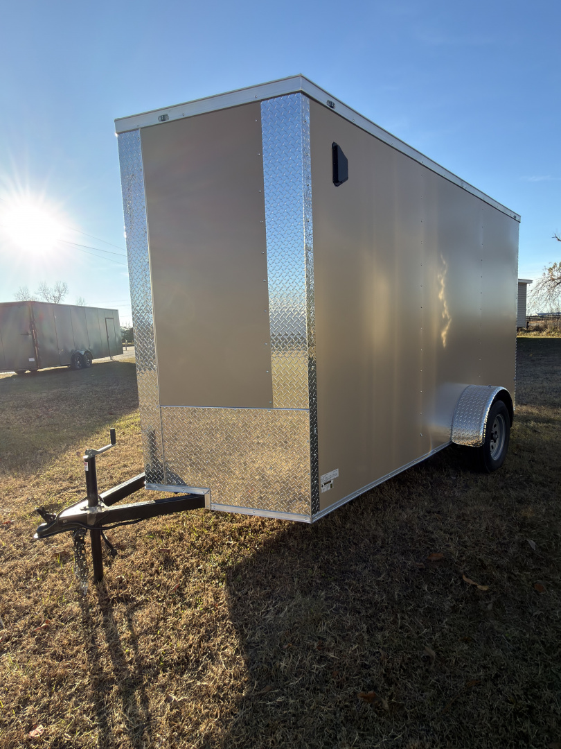New 2026 J&C Trailers 6x12SA 7' Tall .080 PolyCor Desert Tan Cargo / Enclosed Trailer